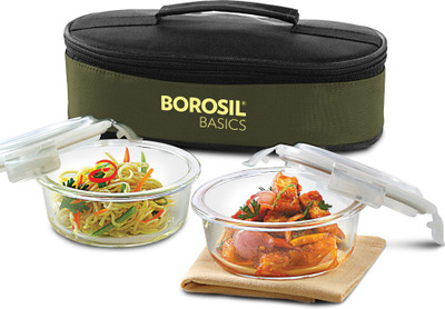 Borosil Basics ICYS2BSC40HE 2 Containers Lunch Box(800 ml)