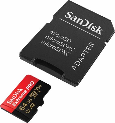 SanDisk Extreme PRO 64 GB MicroSDXC UHS Class 3 200 MB/s  Memory Card(With Adapter)