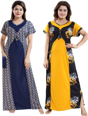 SHOPPING STATION Women Nighty(Multicolor)