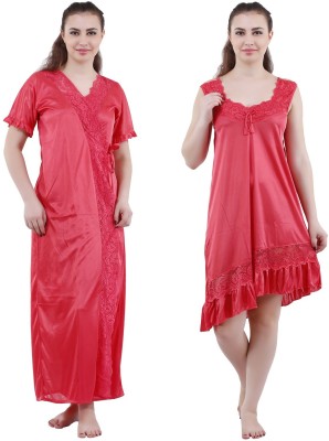 Reposey Women Nighty with Robe(Pink)