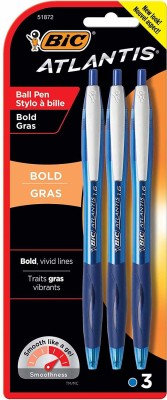 BiC Atlantis Bold Ballpoint Pen (1.6Mm) 3-Pack Blister, Black (Vcgbp31-Blk Ball Pen(Pack of 3, Black)