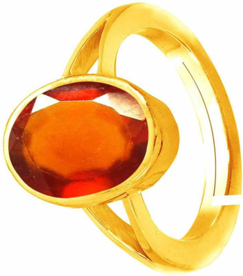 K K GEMS Natural Certified Gomed/Hessonite Garnet 4.8Ct./5.25Ratti Womens Panchdhatu Rashi Ratan Gemstone Adjustable Ring Copper Garnet Gold Plated Ring