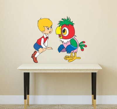 Littlebuds 100 cm Parrot With Boy Removable Sticker(Pack of 1)