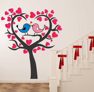 Wallzone 70 cm Love Bird Tree Removable Sticker(Pack of 1)