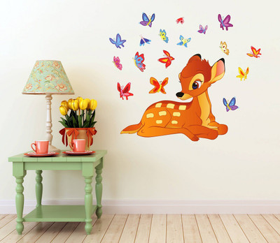 Wallzone 80 cm Colorful Deer Removable Sticker(Pack of 1)