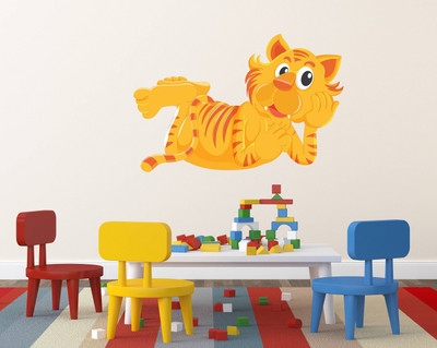 Littlebuds 70 cm Happy Cat Removable Sticker(Pack of 1)