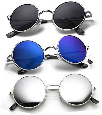 Phenomenal Round Sunglasses(Blue, Black, Silver)