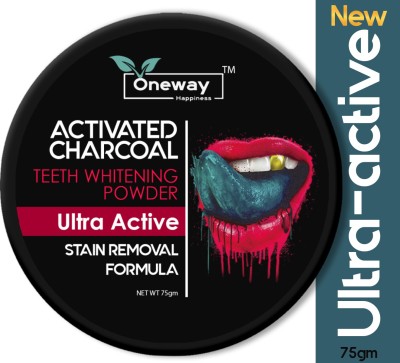 Oneway Happiness Activated Charcoal Teeth Whitening Powder with Ultra-Active Formula 75g(75 g)