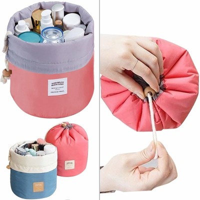 REMICH Round Shape Bucket Barrel Shaped Waterproof Cosmetic Makeup Bag Waterproof Storage Makeup Product Vanity Box(Multicolor)