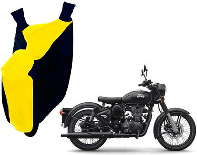 WolkomHome Two Wheeler Cover for Royal Enfield(Classic 500, Blue, Yellow)