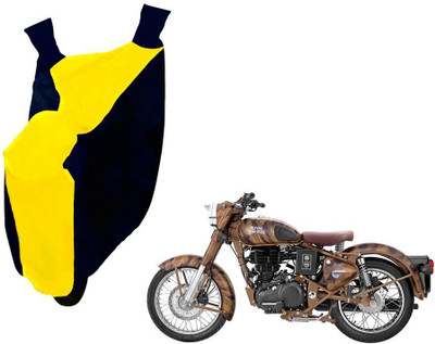 WolkomHome Two Wheeler Cover for Royal Enfield(Classic 350, Blue, Yellow)