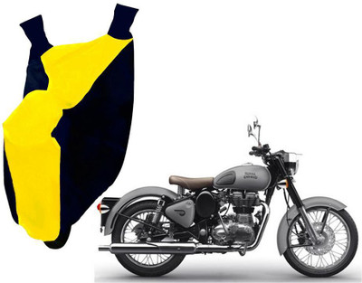 WolkomHome Two Wheeler Cover for Royal Enfield(Classic 500, Blue, Yellow)
