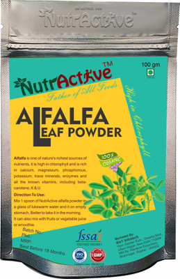 NutrActive Alfalfa Grass Powder, 100gm [Premium Quality, High in Chlorophyll](100 g)