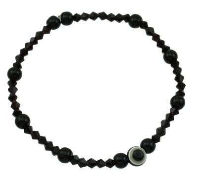 HIGH TRENDZ Designer Black Beads Small Evil Eye Strechable Metal Anklet