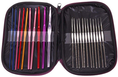 JERN Aluminium Crochet Hooks Knitting Needles Set with Case (Multicolour) -22 Pieces