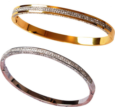fashion for sure Stainless Steel Gold-plated Kada(Pack of 2)