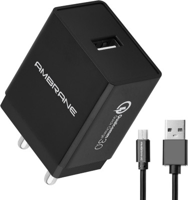 Ambrane AQC-56 18 W 3 A Mobile Charger(Black)
