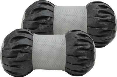 Auto Hub Grey Leatherite Car Pillow Cushion for Universal For Car(Round)