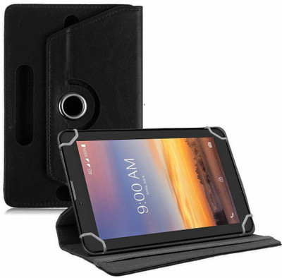 TGK Flip Cover for Lava T71 tablet 7 inch Universal Rotating Case(Black, Cases with Holder)