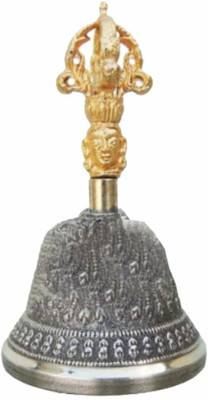 salvusappsolutions Tibetan Buddhist Brass Singing Bell Crafted Puja Meditation Large- 5 Inch Brass Pooja Bell(Multicolor, Pack of 1)