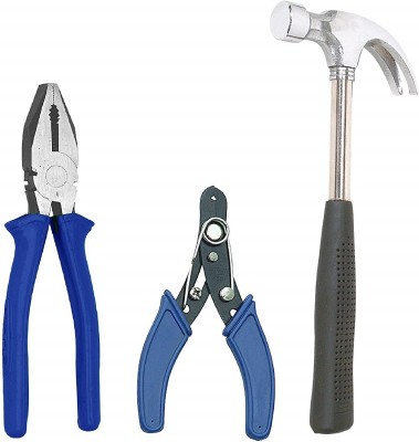 Inditrust hand tool kit 8inch 1pc Plier 11inch Claw Hammer and 1pc Wire cutter Pack of 3 Hand Tool Kit(3 Tools)