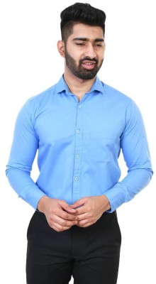 El Senor Men Solid Formal Blue Shirt