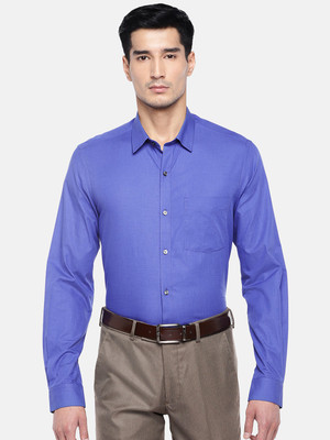 TURTLE Men Solid Formal Blue Shirt