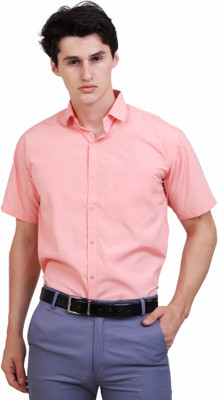 Appel Touch Men Solid Formal Pink Shirt