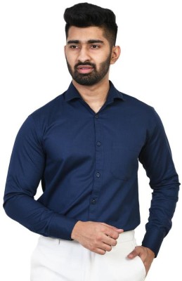 IKG Men Solid Formal Dark Blue Shirt