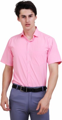 Appel Touch Men Solid Formal Pink Shirt