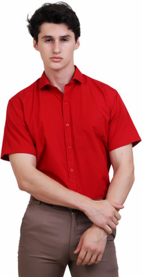 Appel Touch Men Solid Formal Red Shirt