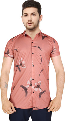 VH Brother Men Printed Casual Pink Shirt