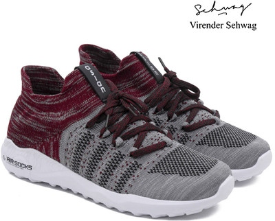 ASIAN Airsocks-12 sports shoes for men | Latest Stylish Casual sport shoes for men |Maroon running shoes for boys | Lace up High Top Sock shoes for running, walking, gym, trekking & party Walking Shoes For Men(Grey, Maroon)