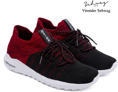 ASIAN Airsocks-12 sports shoes for men | Latest Stylish Casual sport shoes for men |Black running shoes for boys | Lace up High Top Sock shoes for running, walking, gym, trekking & party Walking Shoes For Men(Black, Red)