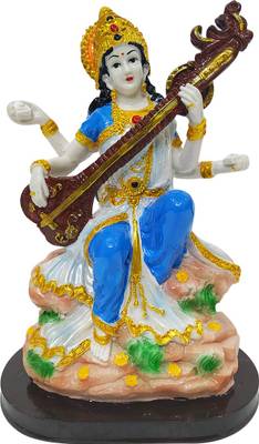 FABZONE ABZONE Marble Goddess Maa Saraswati Statue Lord Study Devi Idol Decorative Spiritual Puja Vastu Figurine idol - Religious Murti Pooja Gift item Decorative Showpiece  Decorative Showpiece  -  20 cm  (Polyresin, Multicolor)