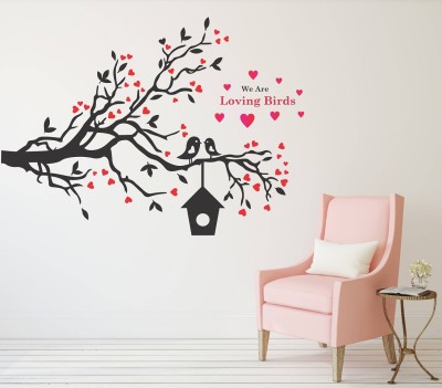 Wallzone 100 cm Love Birds Tree Removable Sticker(Pack of 1)
