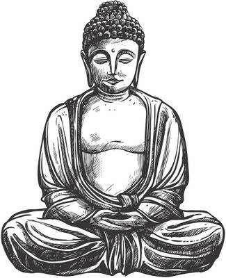 Littlebuds 70 cm Budha Removable Sticker(Pack of 1)