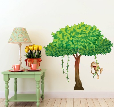 Wallzone 70 cm Big Green Tree Removable Sticker(Pack of 1)