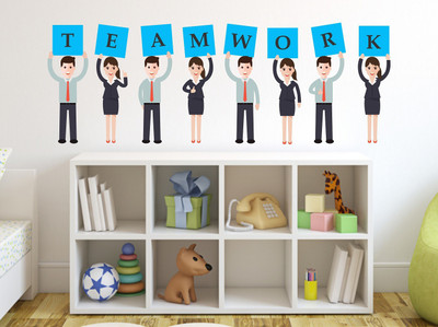 Wallzone 100 cm Team Work Removable Sticker(Pack of 1)