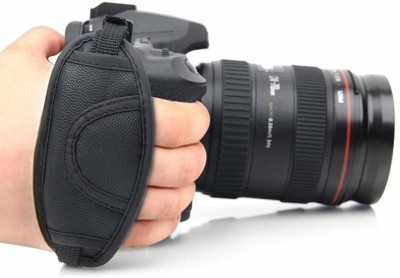 SHAFIRE Leather Adjustable Hand Grip Wrist Strap of DSLR Camera Strap(Black)
