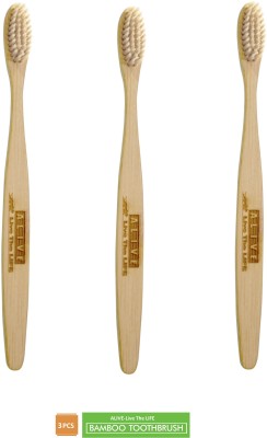 alive-live the life Bamboo Toothbrush- Nylon 4 Bristle Soft Toothbrush(Pack of 3)