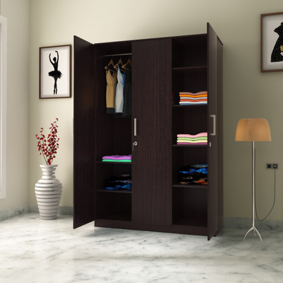 Flipkart Perfect Homes Julian Engineered Wood 3 Door Wardrobe(Finish Color - Espresso)