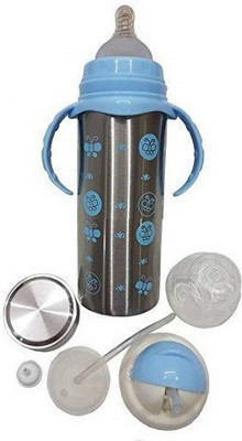 Honey Boo Multifunctional 3 in 1 Stainless Steel Feeding Bottle - 180 ml(Blue)