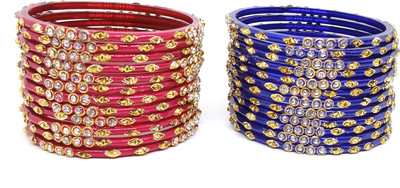 Khubsurat Glass Cubic Zirconia Bangle(Pack of 24)