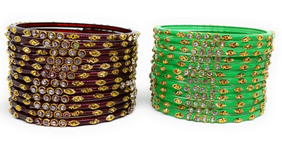 Khubsurat Glass Cubic Zirconia Bangle(Pack of 24)