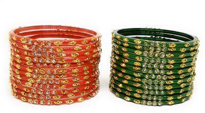 Khubsurat Glass Cubic Zirconia Bangle(Pack of 24)