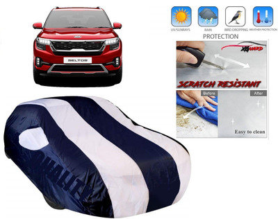 XG BRAND Car Cover For Kia SELTOS (With Mirror Pockets)(White, Blue)