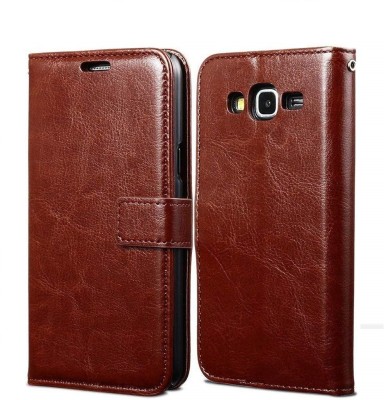 COVERBLACK Flip Cover for Samsung Galaxy Grand Prime(Brown, Grip Case, Pack of: 1)