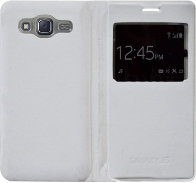 Coverage Flip Cover for Samsung Galaxy J5 -2015 Edi(White, Dual Protection, Pack of: 1)