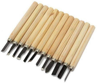 DEZIINE 12 Pcs Wood Carving Hand Chisel Tool Kit Set Wood Working Professional Gouges Combination Chisel Set